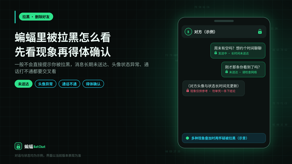 怎么判断自己在蝙蝠聊天里被对方拉黑或删除了