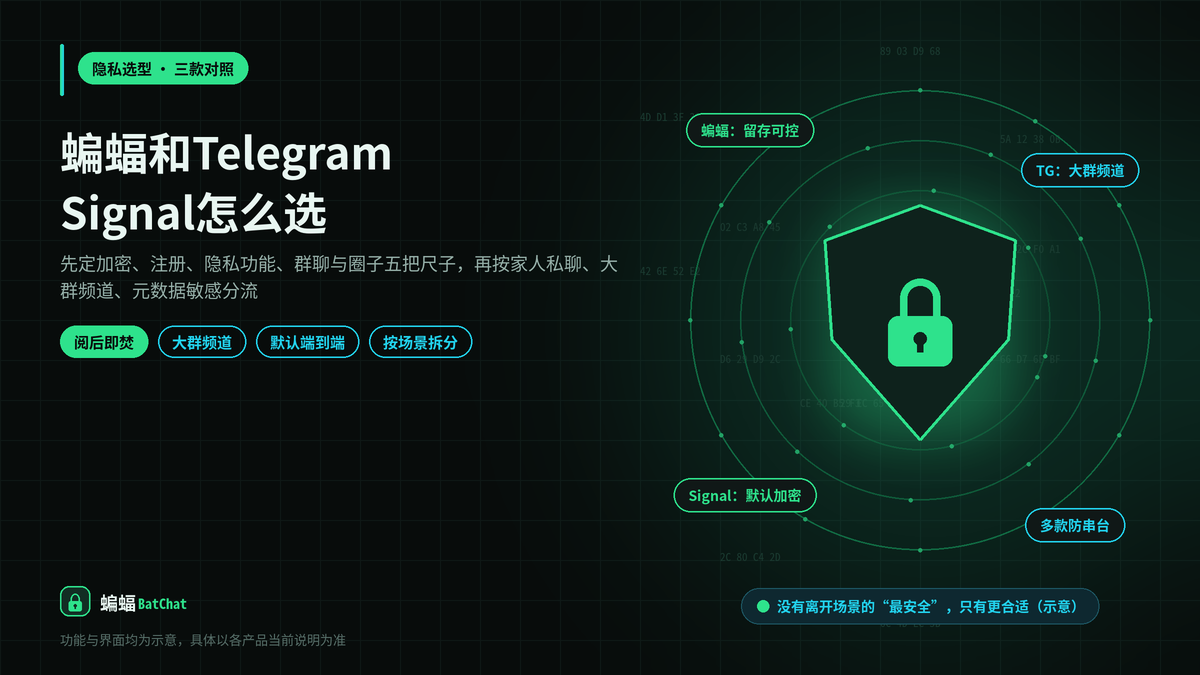 蝙蝠安全聊天软件和Telegram、Signal有什么区别？按隐私需求选聊天软件