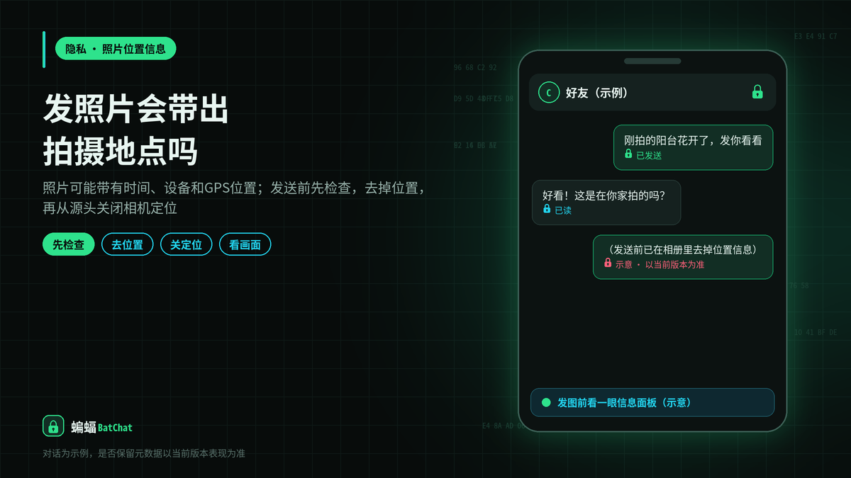 用蝙蝠聊天发照片会不会带出拍摄地点？照片位置信息的检查与去除