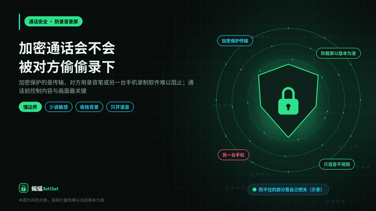 蝙蝠聊天通话会被对方偷偷录音录屏吗？语音和视频通话前能做的防护