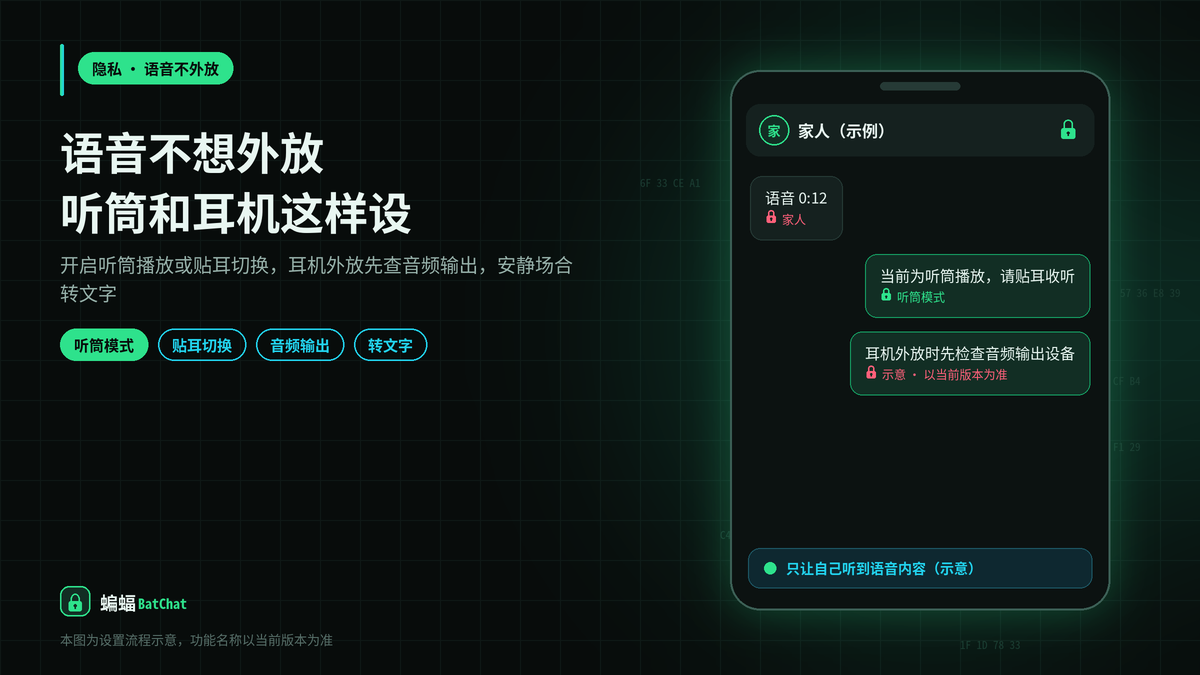 在地铁、办公室听蝙蝠聊天的语音消息不想外放：听筒模式和耳机的设置