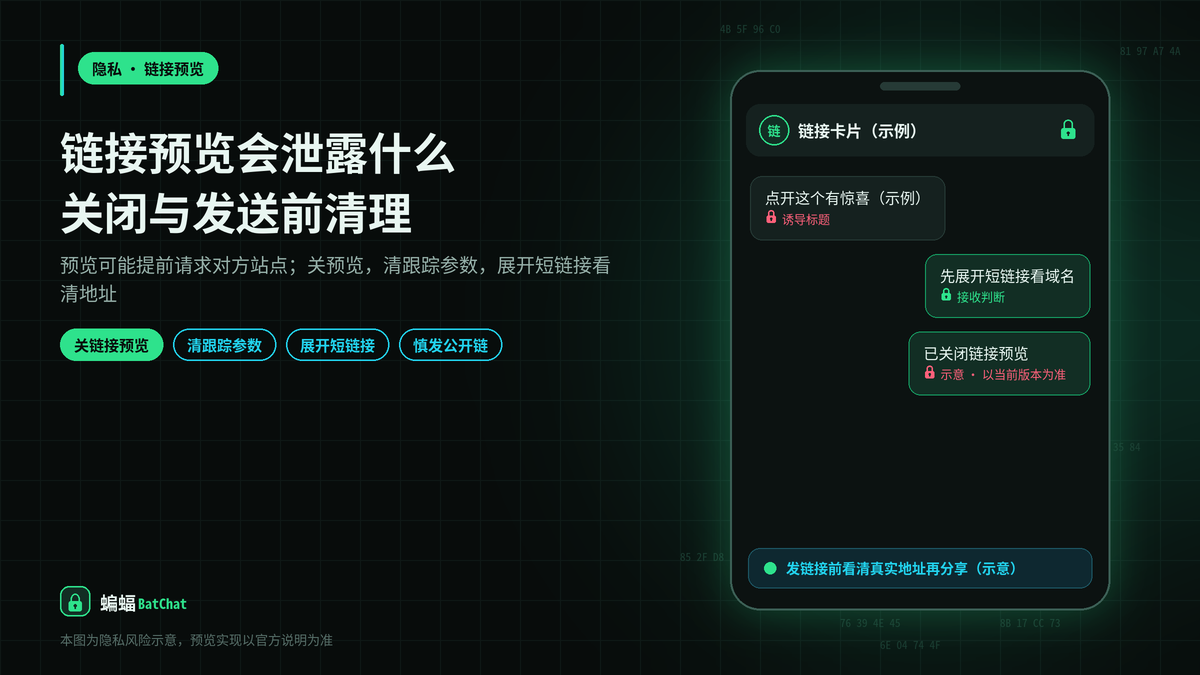 蝙蝠聊天里的链接预览会泄露什么？关闭链接预览和发链接前的注意事项