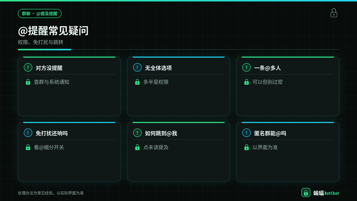 蝙蝠聊天@提醒与全体成员常见问题示意图