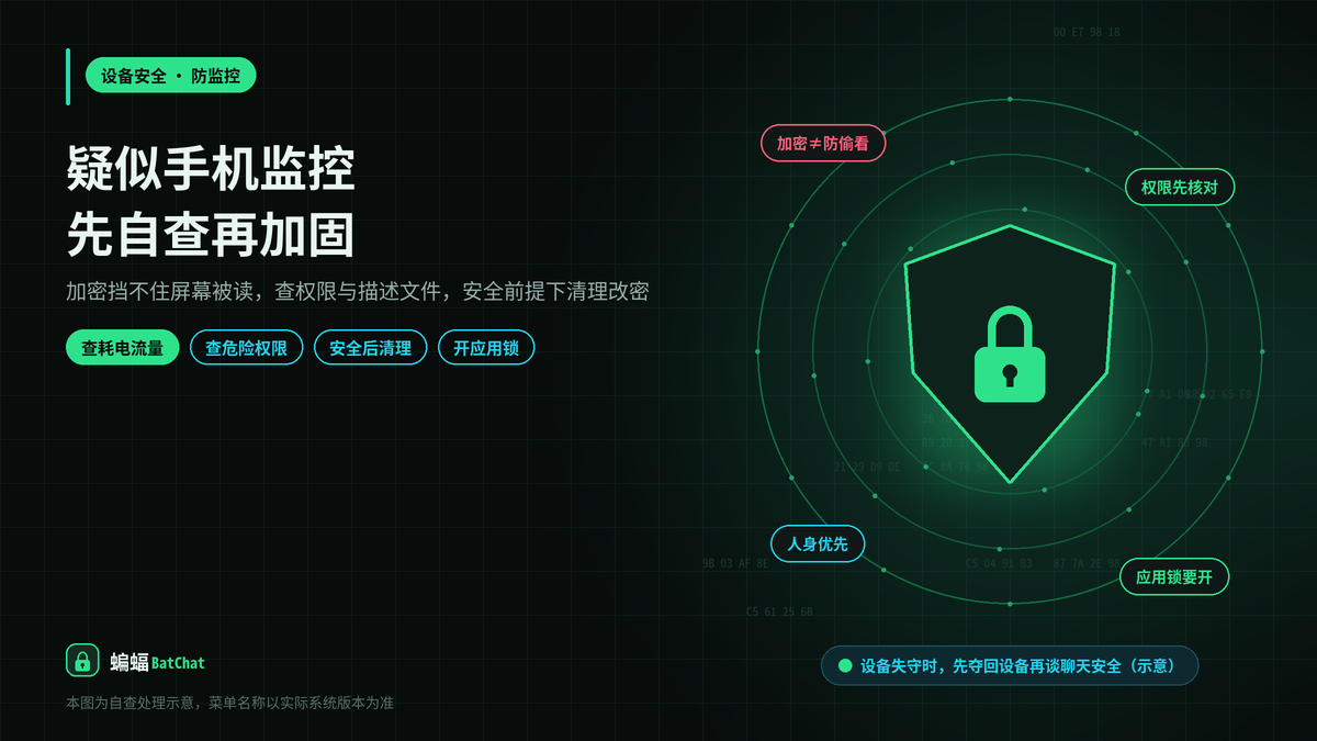 怀疑手机被装了监控软件，蝙蝠聊天还安全吗？自查与处理步骤