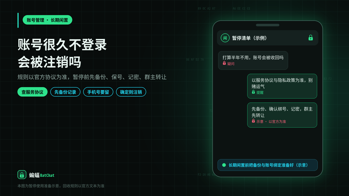 蝙蝠聊天账号很久不登录会被注销吗？长期不用之前要做的准备