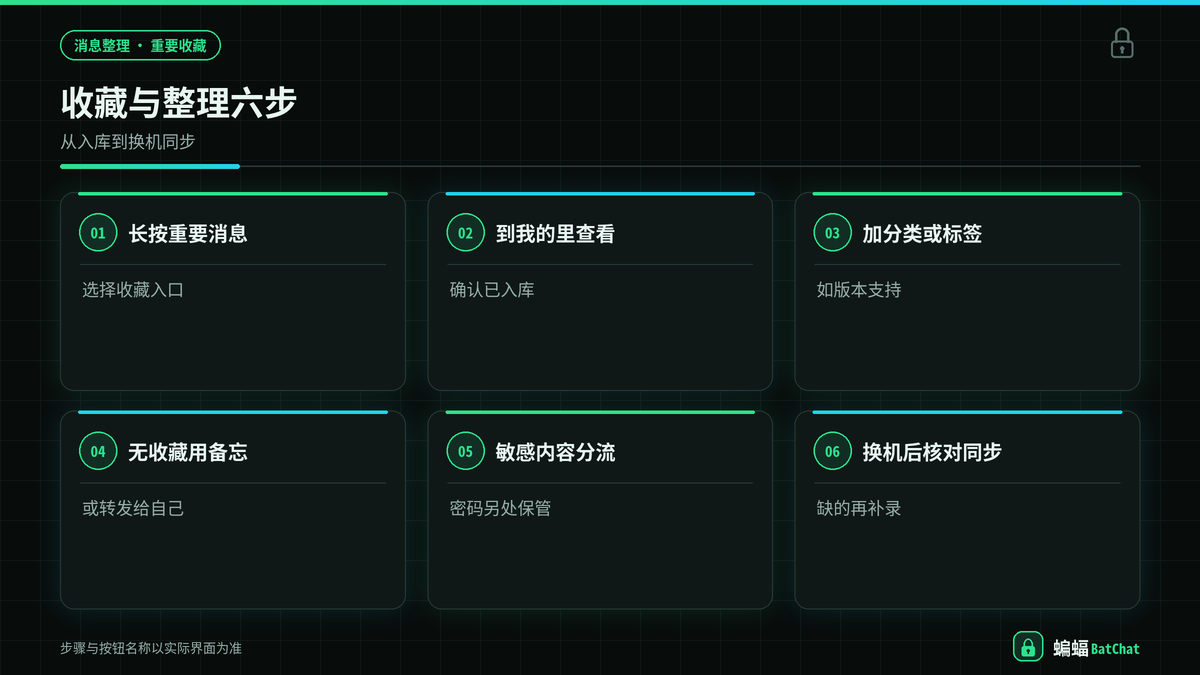 蝙蝠聊天长按收藏与整理重要消息步骤示意图