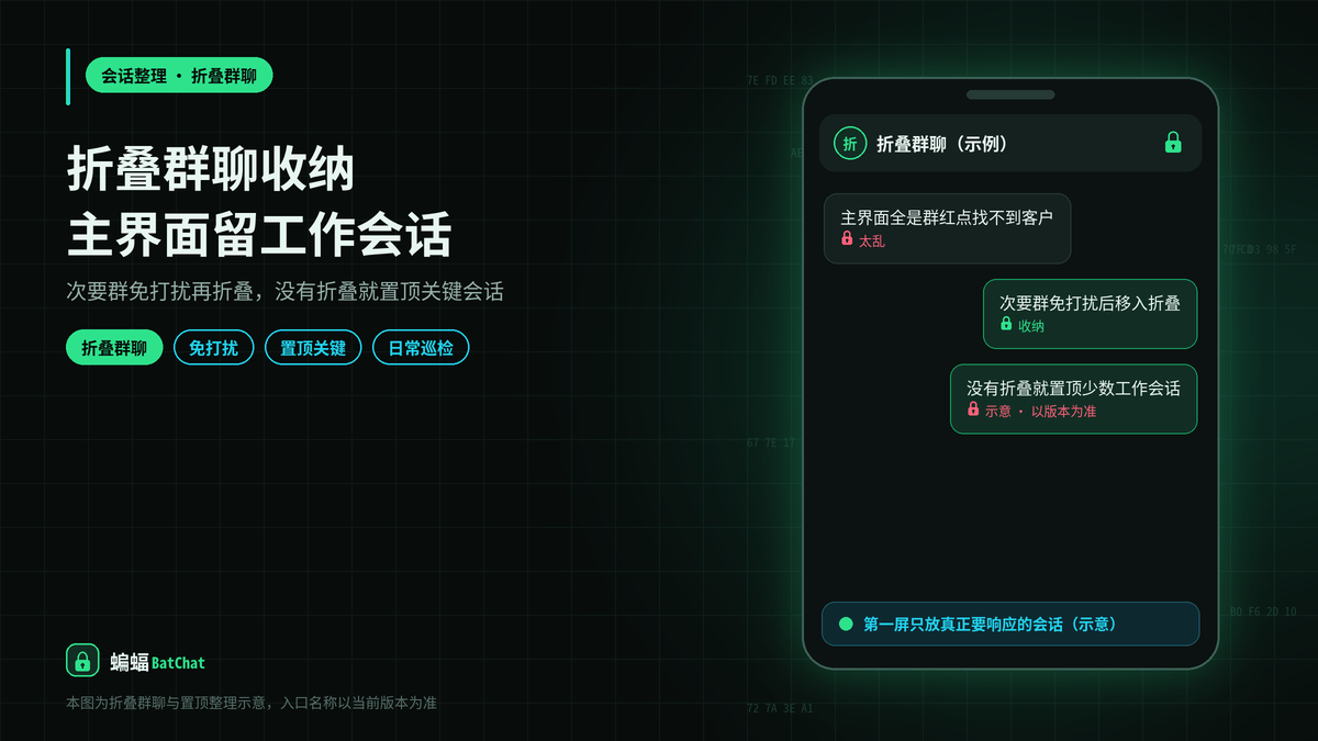 蝙蝠聊天折叠群聊：收纳次要群让主界面只留工作会话