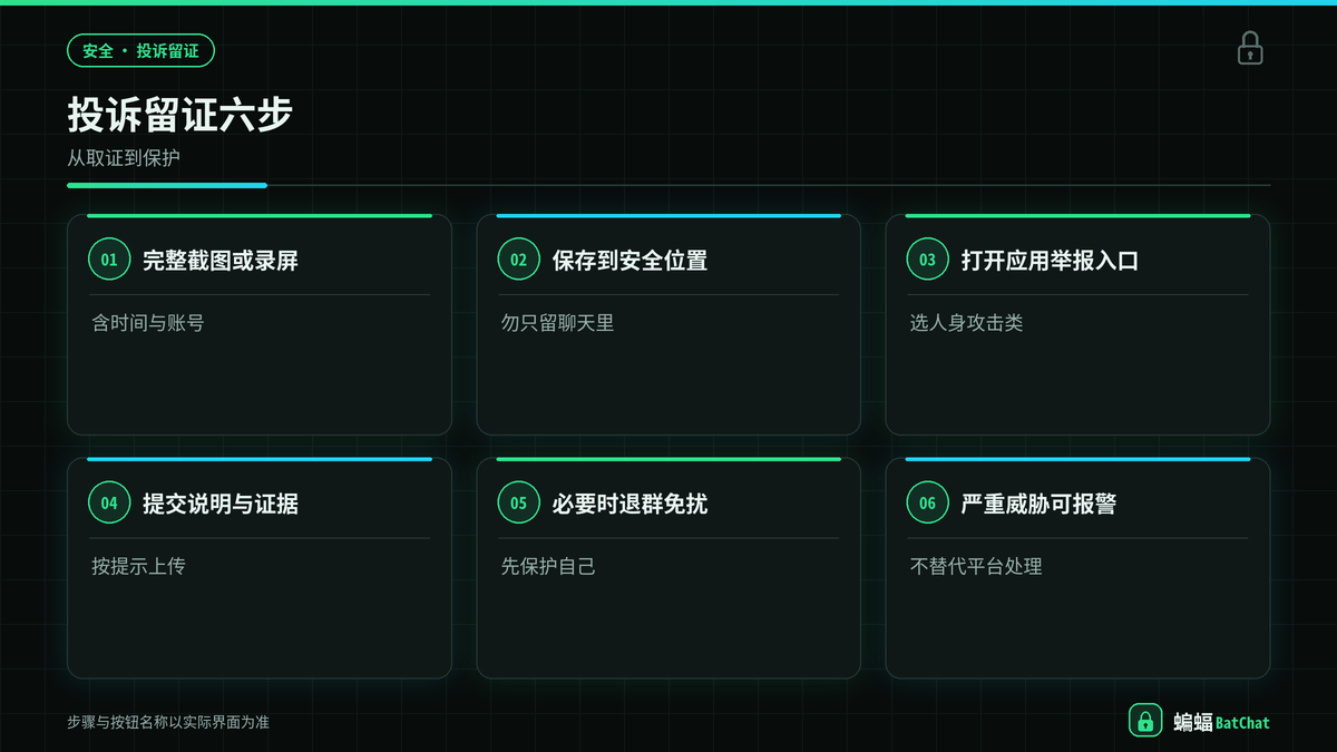 蝙蝠聊天投诉人身攻击截图举报步骤示意图