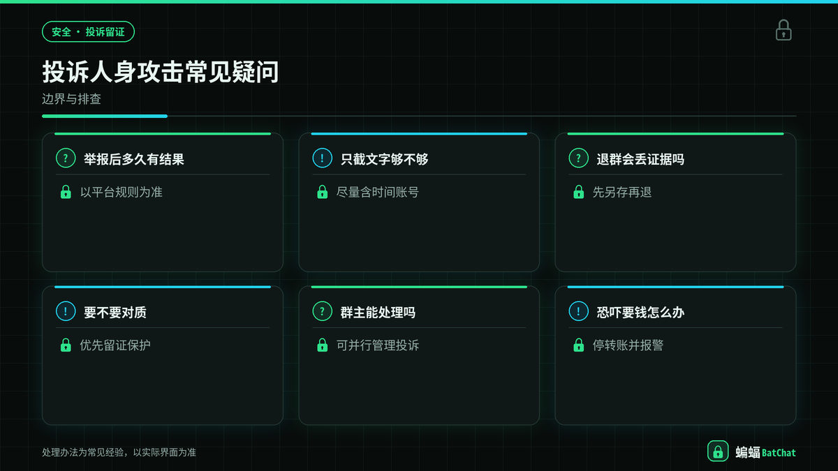 蝙蝠聊天群内人身攻击投诉注意事项示意图